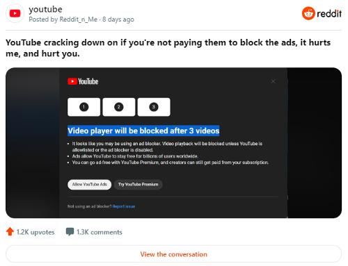 YouTube продолжает войну с блокировщиками рекламы