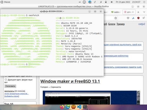 Скриншот: Ubuntu mate 22.10